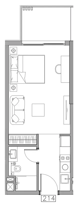 Trevino Studio floor plan, 394 sqft