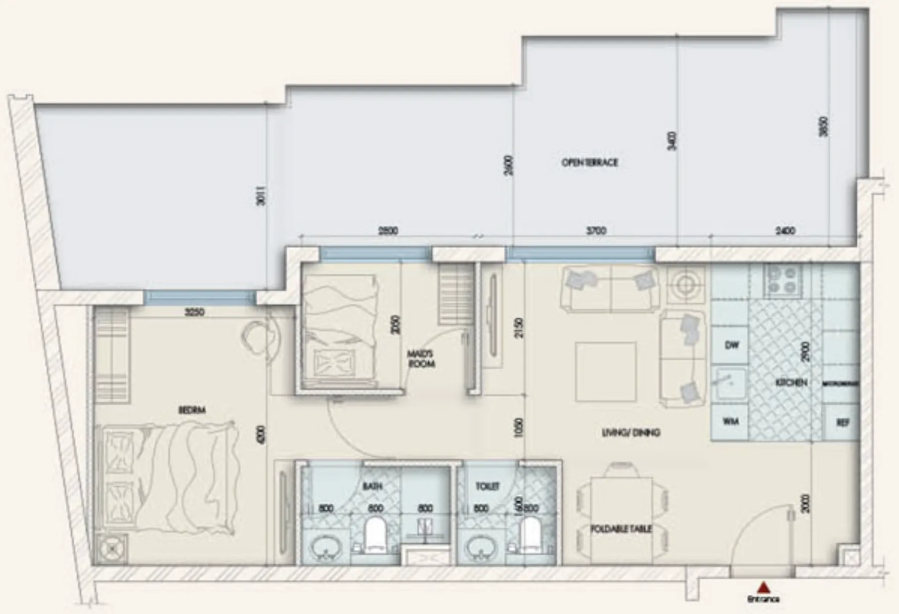 Enaya Residences 1 bed floor plan, 1,144 sqft