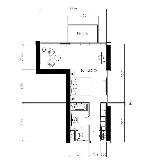 Damac Hills - Radisson Dubai Studio floor plan, 572 sqft