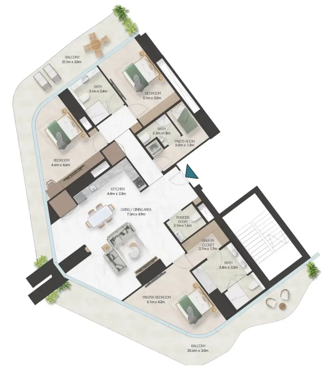 Oystra 3 bed floor plan, 2,554 sqft