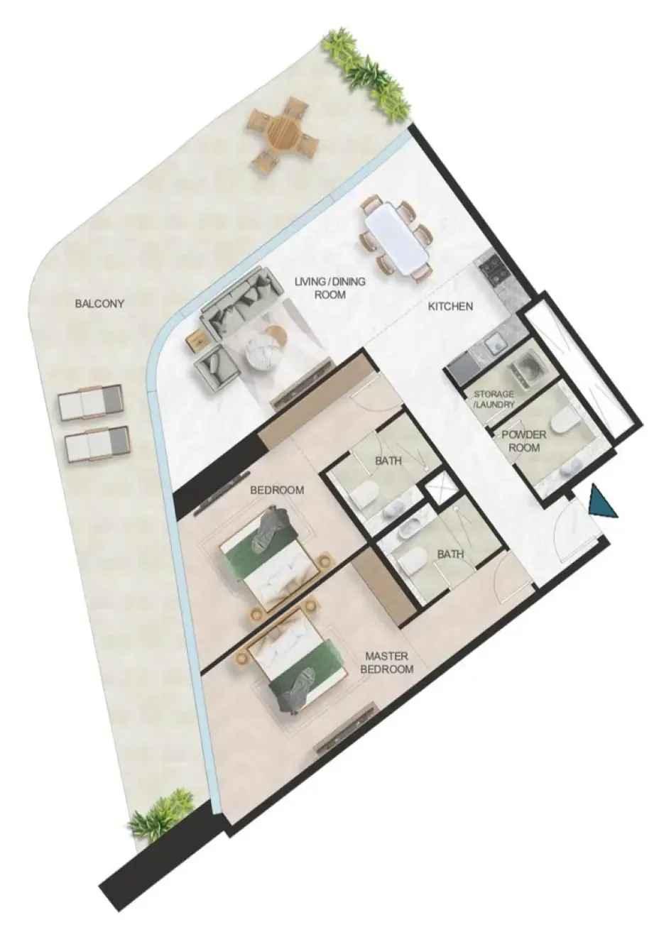 Oystra 2 bed floor plan, 1,871 sqft
