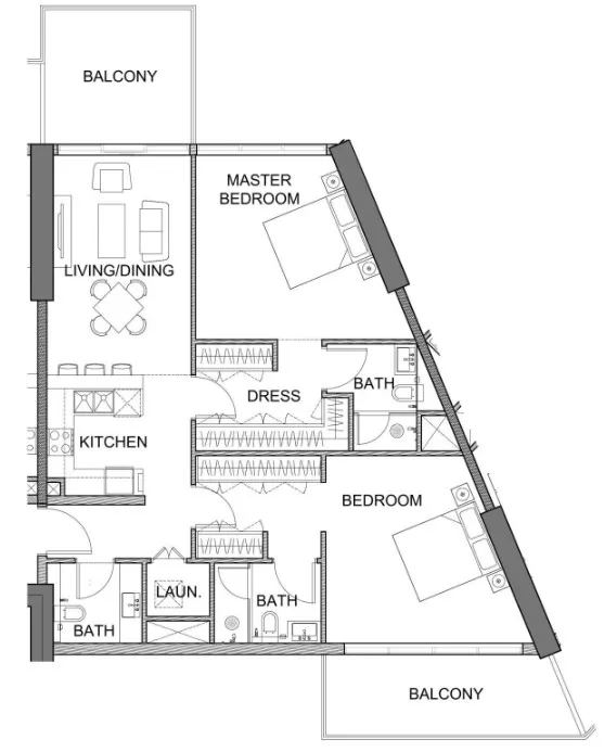 Golf Greens 2 bed floor plan, 1,345 sqft