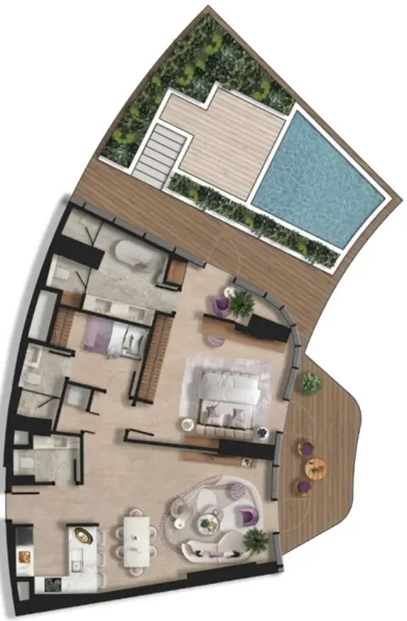 Taj Wellington Mews 1 bed floor plan, 1,379 sqft