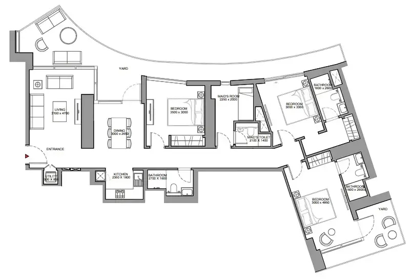 Skyscape 3 bed floor plan, 1,965 sqft
