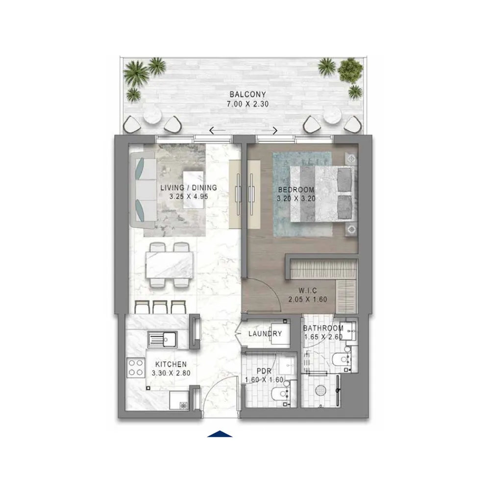 Chelsea Residences 1 Tower C 1 bed floor plan, 772 – 777 sqft