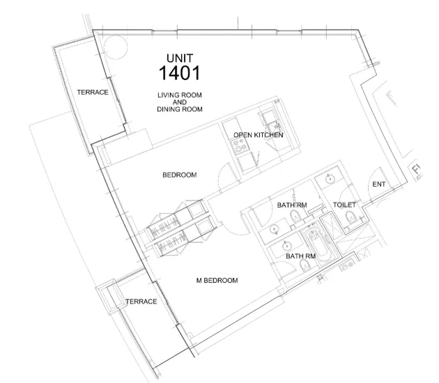 Damac Towers by Paramount 2 bed floor plan, 1,469 sqft