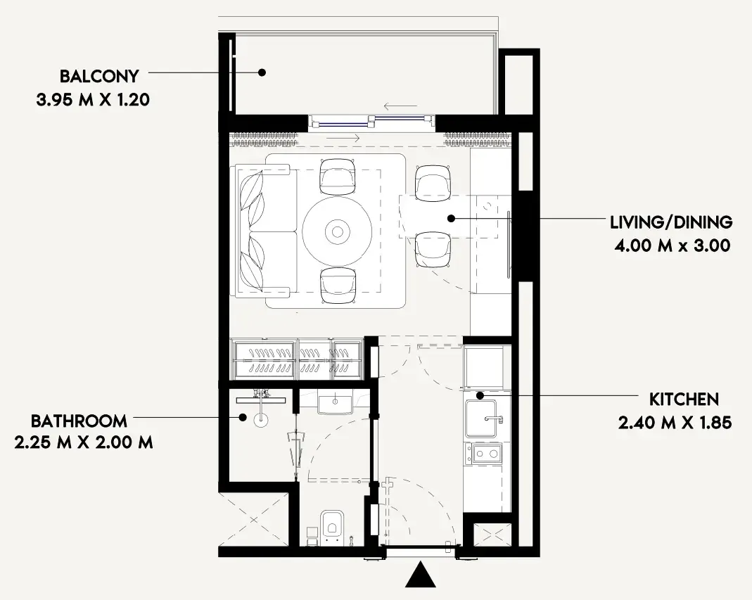 Azizi Lina Studio floor plan, 321 sqft