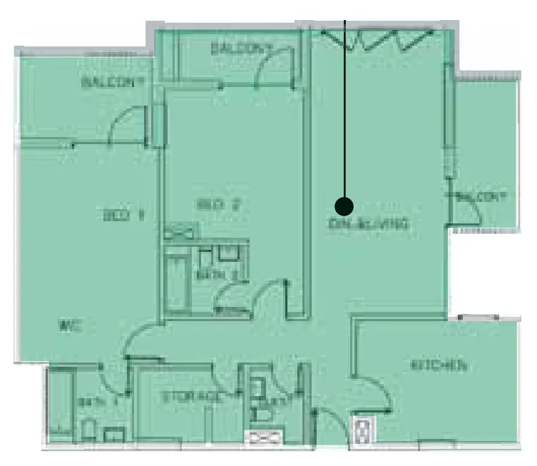 Janayen Avenue 2 bed floor plan, 1,586 sqft