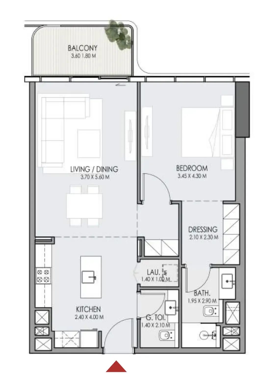 Do Hotels and Residences 1 bed floor plan, 844 sqft
