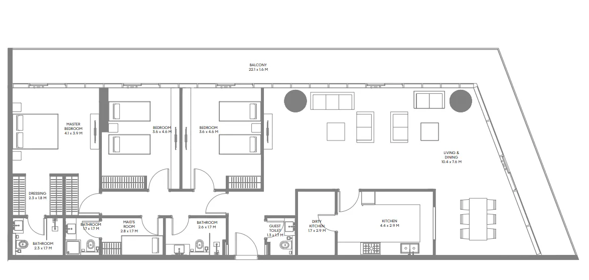 The Gate 3 and 4 3 bed floor plan, 2,479 sqft