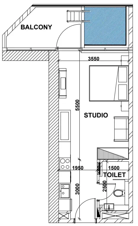 Peace Lagoons 2 Studio floor plan, 496 sqft