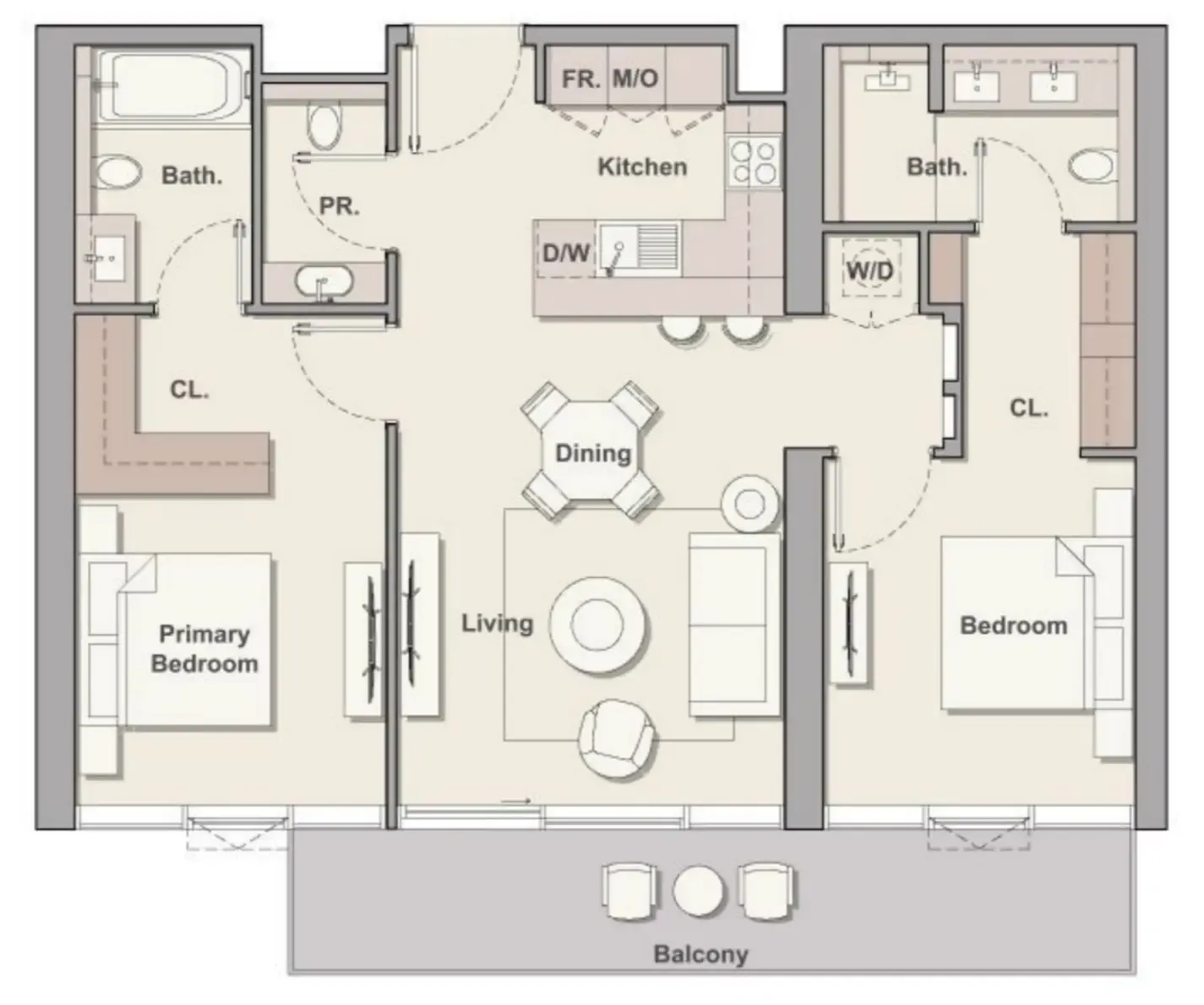 Soto Grande 2 bed floor plan, 1,121 sqft