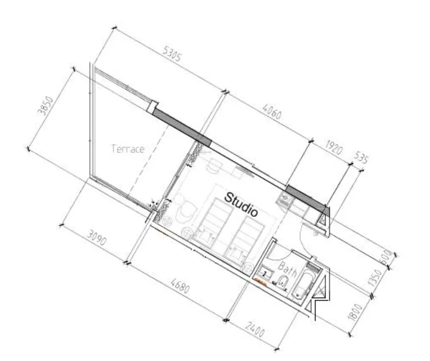Damac Hills 2 - Hotel Edge by Rotana Studio floor plan, 475 sqft