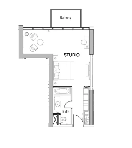 Damac Hills - Radisson Dubai Studio floor plan, 567 sqft