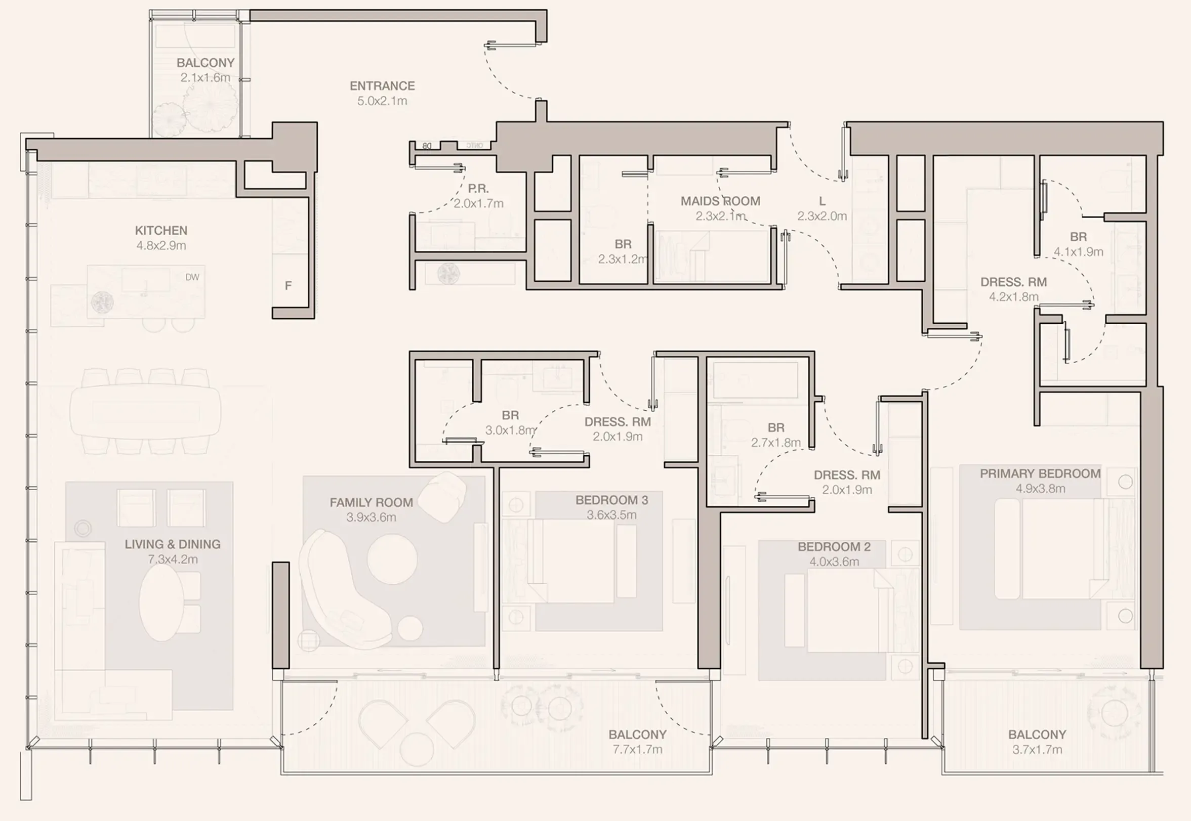 Jumeirah Residences Emirates Towers 3 bed floor plan, 2,557 sqft