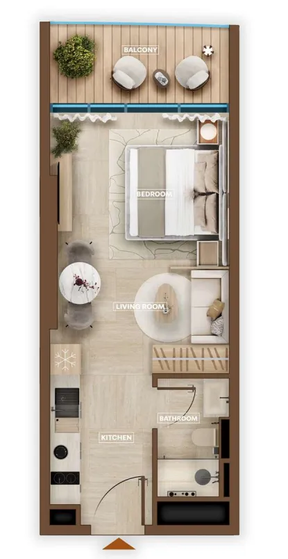 Sky Hills Astra Studio floor plan, 380 sqft