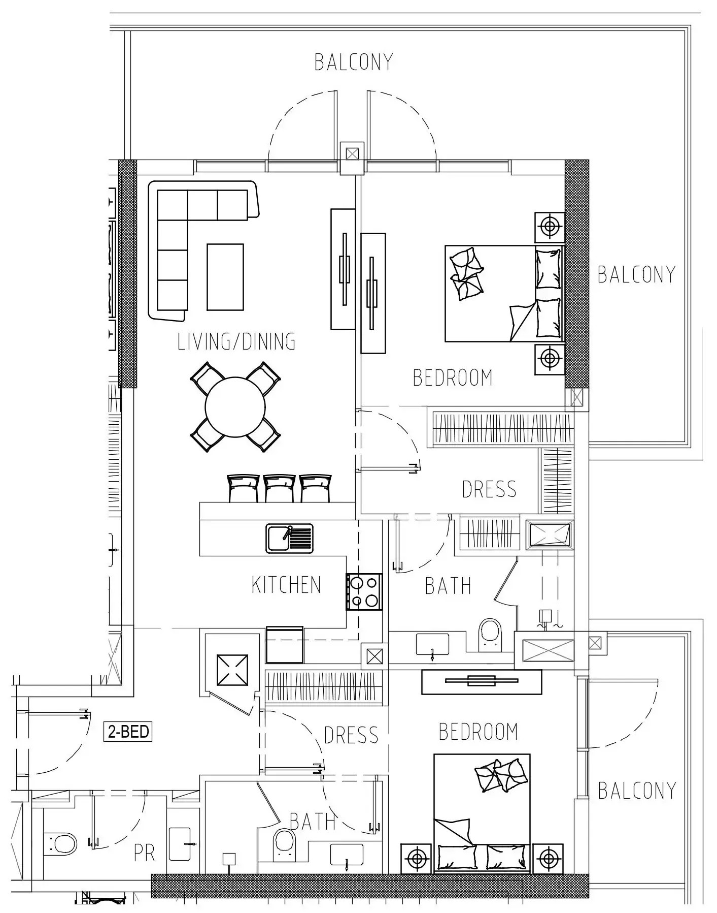 Damac Riverside Views 2 bed floor plan, 1,369 – 1,442 sqft