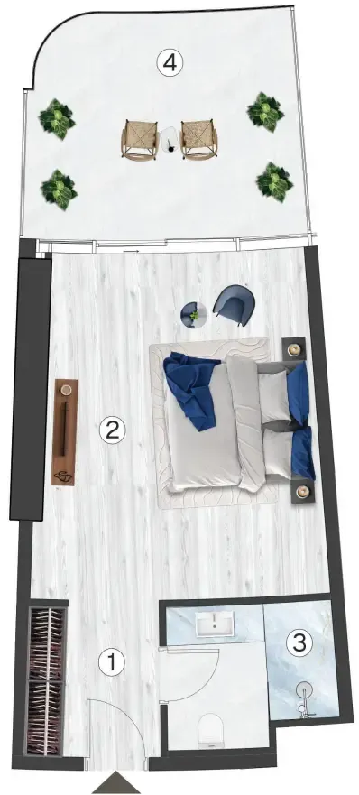 Radisson Blu Hotel & Residences Studio floor plan, 541 sqft