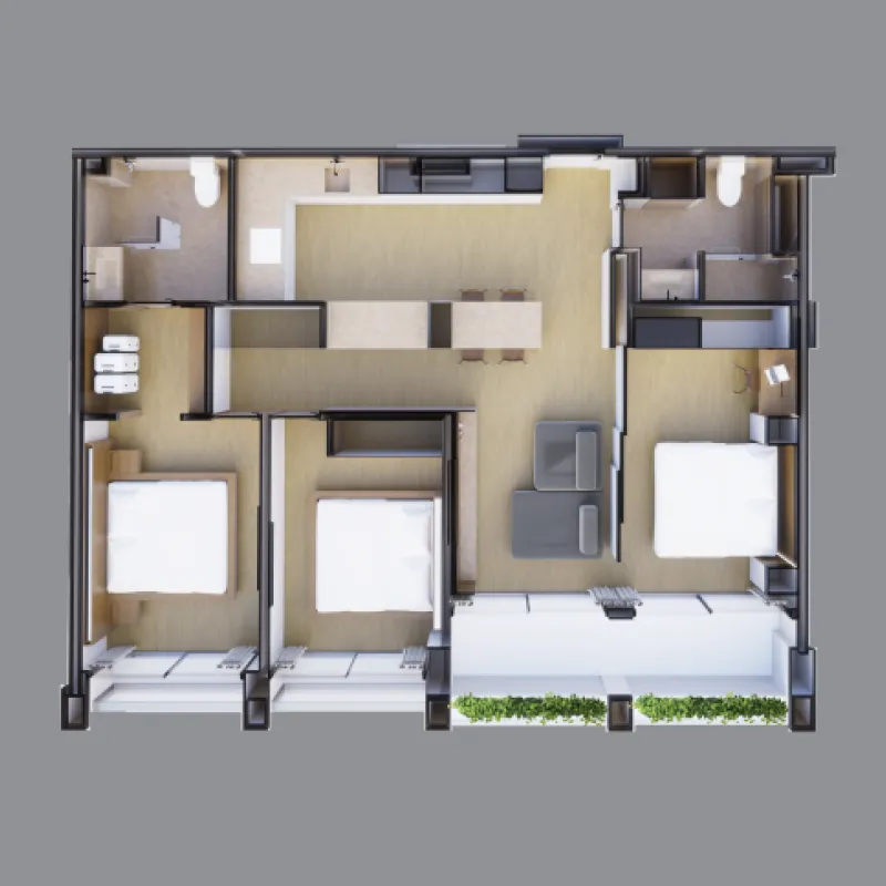 Terra Grove Layan 3 bed floor plan, 1,485 sqft