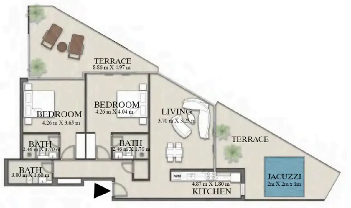 Trinity 2 bed floor plan, 1,712 sqft