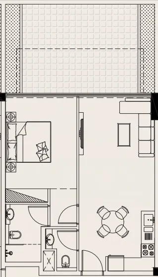 Casa Vista Residence 1 bed floor plan, 895 sqft