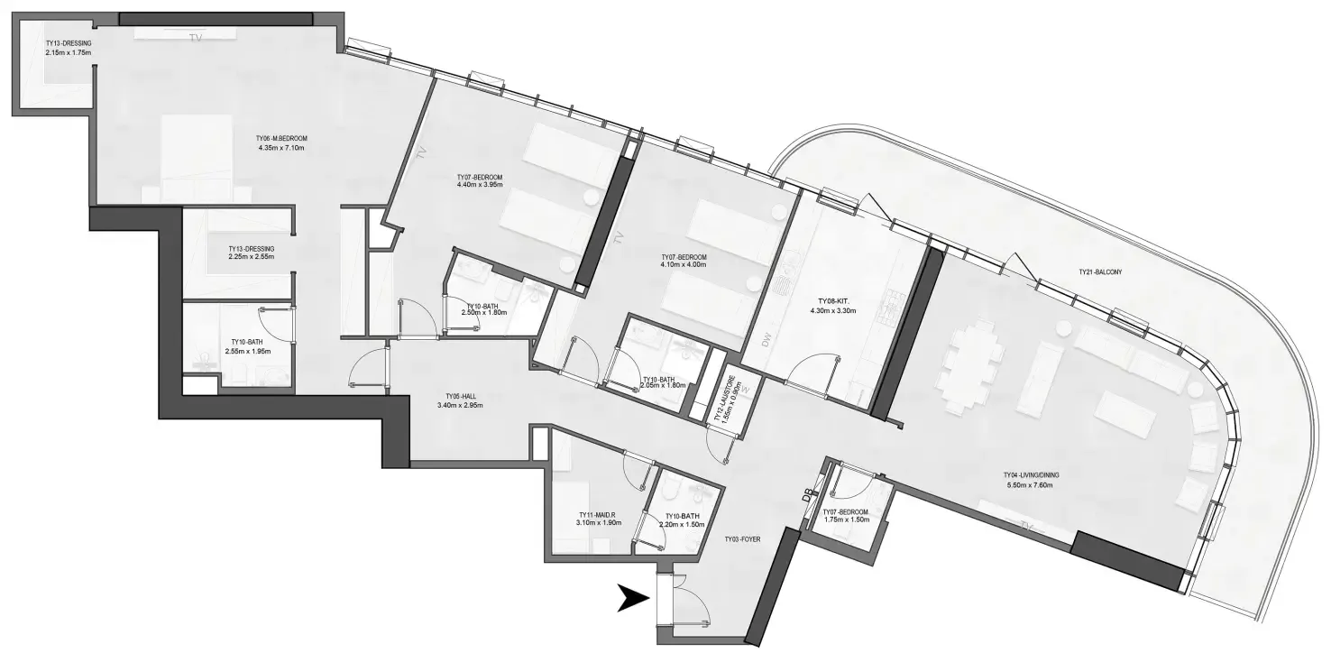 Joud Tower 3 bed floor plan, 2,936 sqft