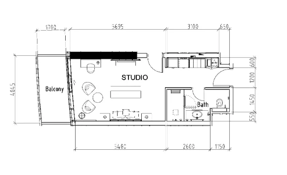 Damac Hills - Radisson Dubai Studio floor plan, 490 sqft