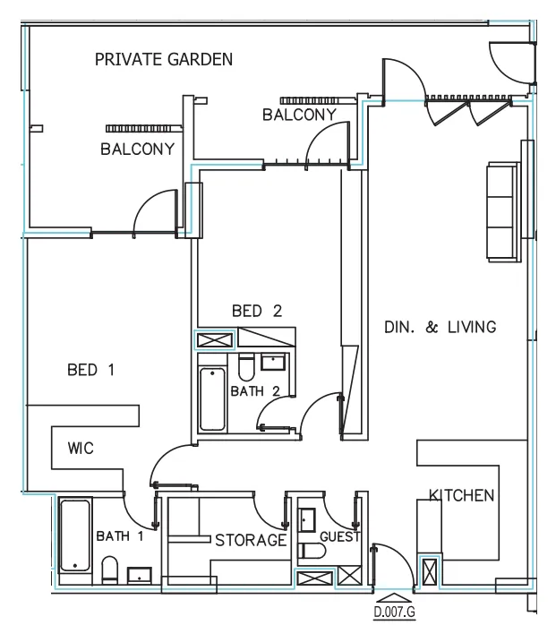 Janayen Avenue 2 bed floor plan, 1,685 sqft