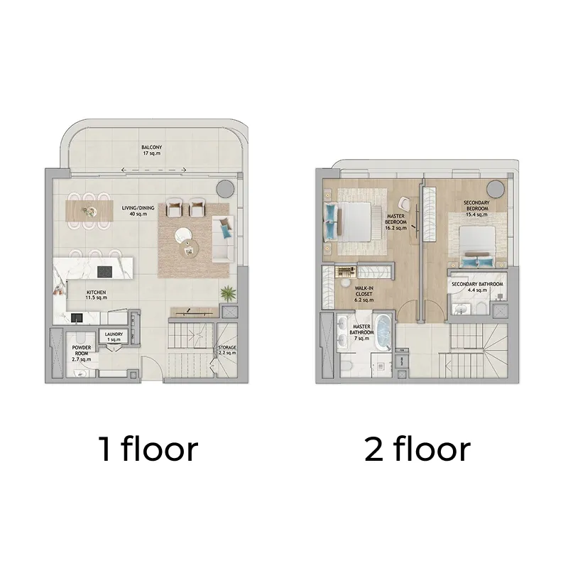Fahid Beach Terraces 2 bed floor plan, 1,761 sqft