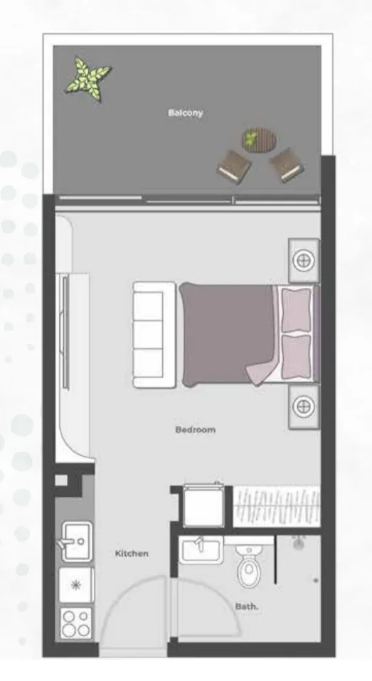 Arib Collection 1 bed floor plan, 872 sqft