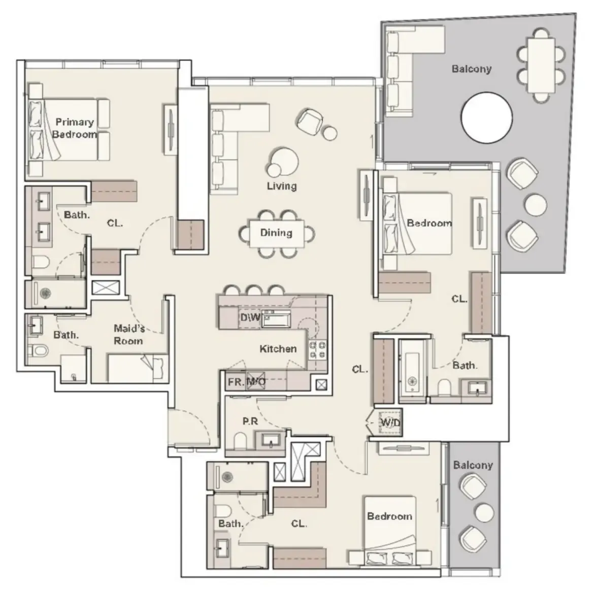 Mercer House 3 bed floor plan, 2,133 – 2,135 sqft