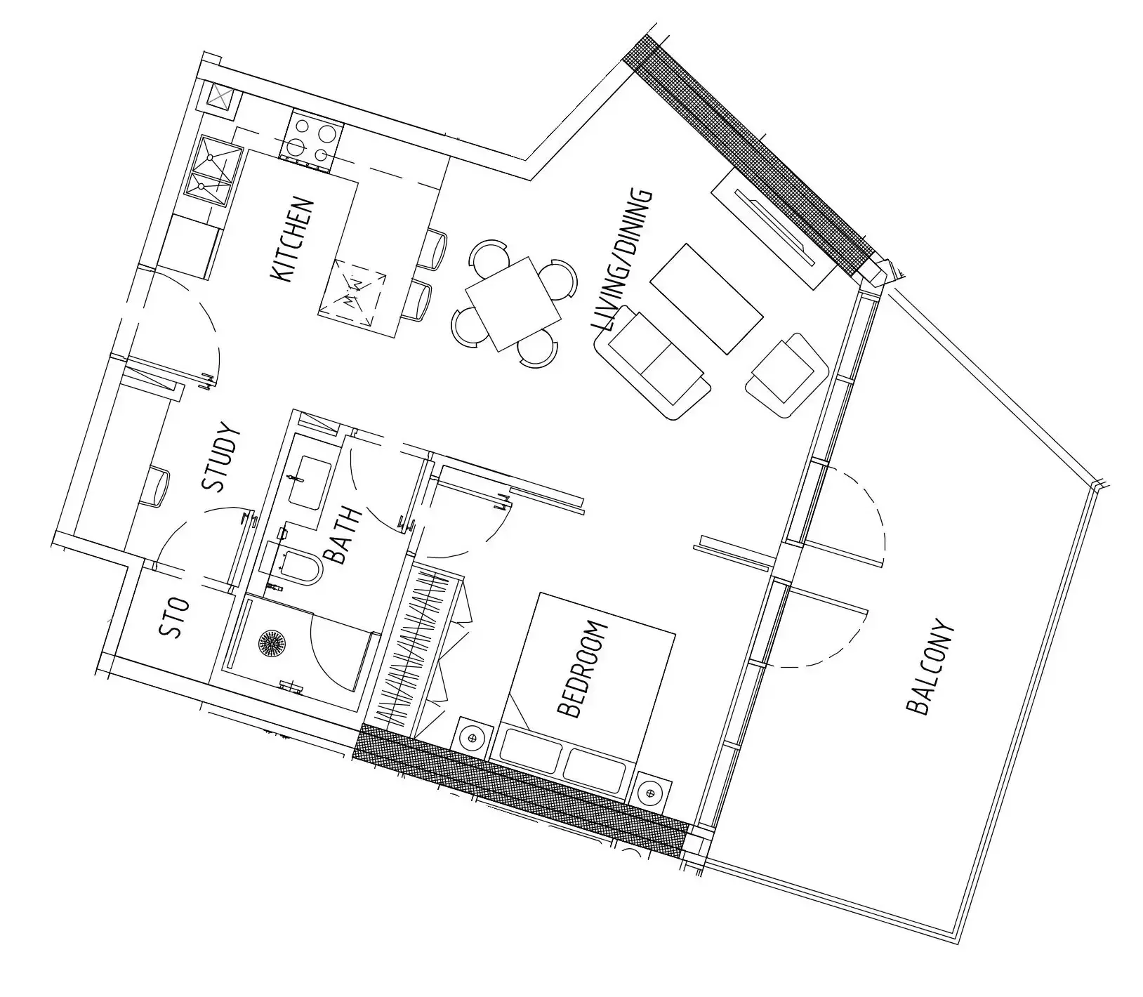 Damac District 1 bed floor plan, 791 sqft