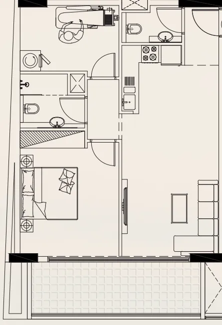 Casa Vista Residence 1 bed floor plan, 846 sqft