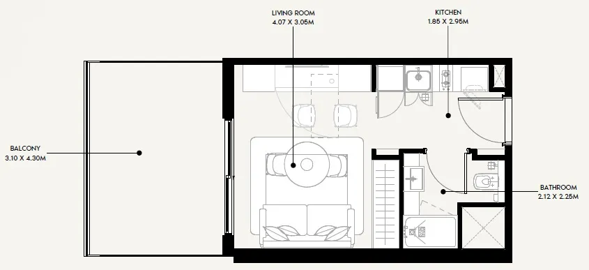 Azizi Sakandar Studio floor plan, 418 sqft