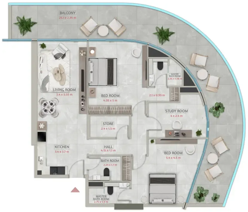 Sakura Gardens 2 bed floor plan, 2,001 sqft