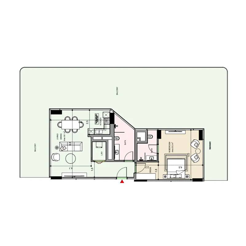 Edgewater Residences 1, 2 and 3 1 bed floor plan, 2,481 sqft