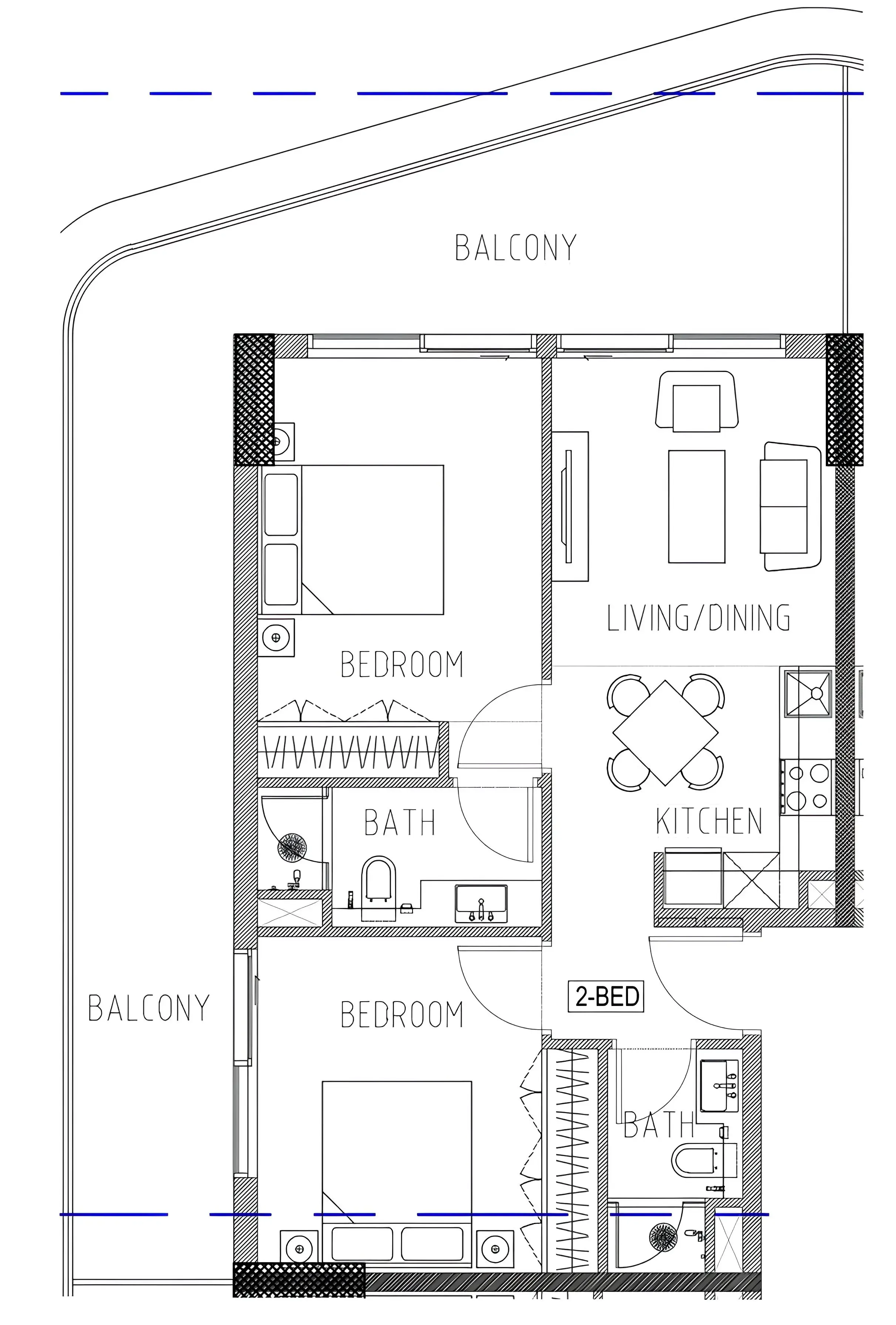 Elo 2 and 3 Damac 2 bed floor plan, 1,037 sqft