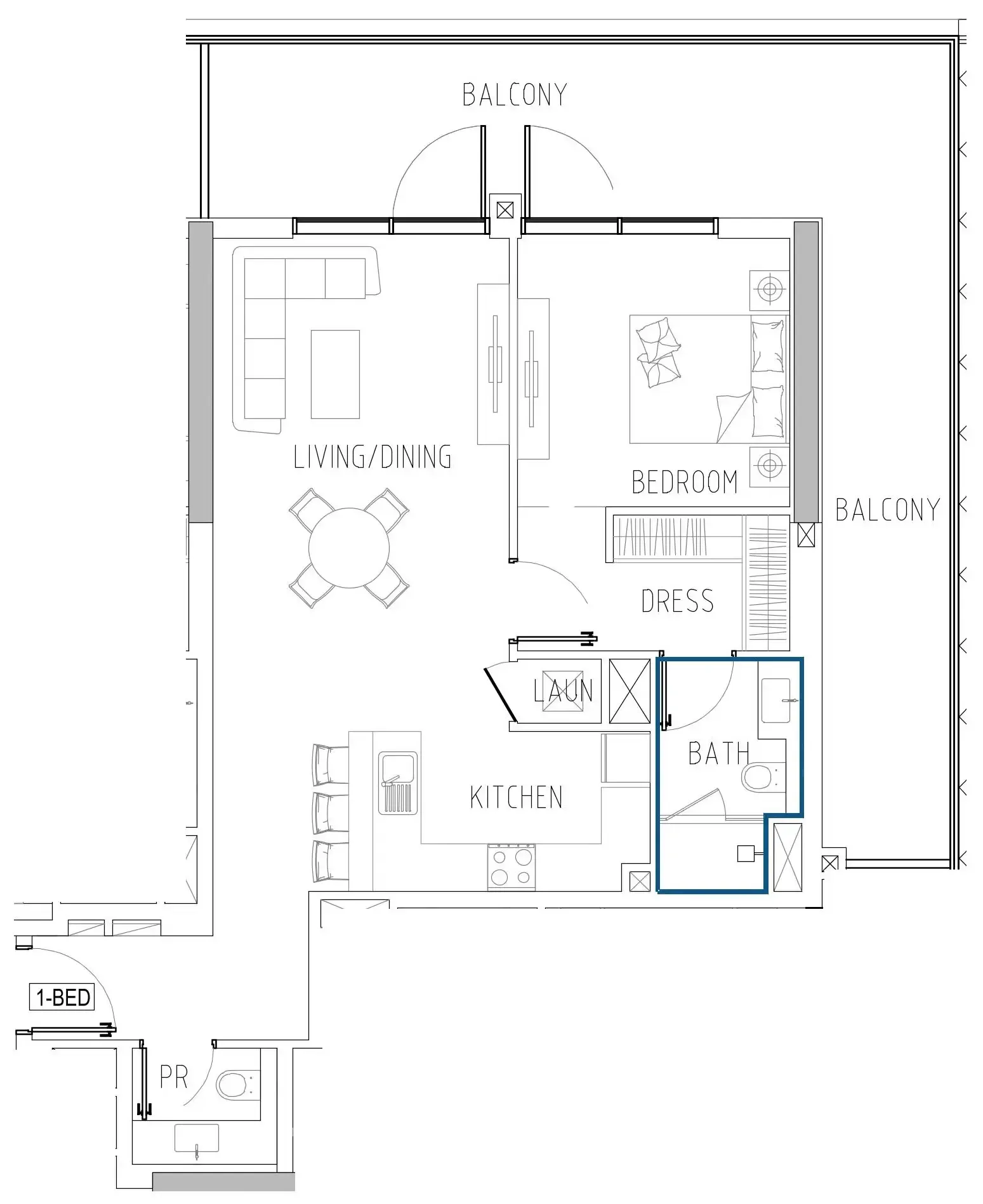 Damac Riverside Views 1 bed floor plan, 1,157 sqft