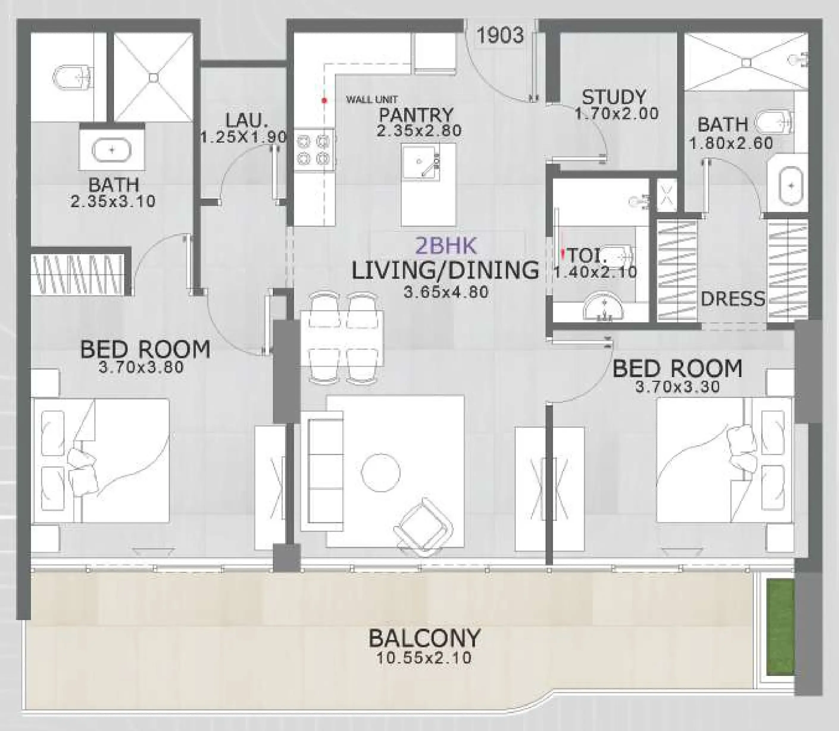 Floarea Skies 2 bed floor plan, 1,181 sqft
