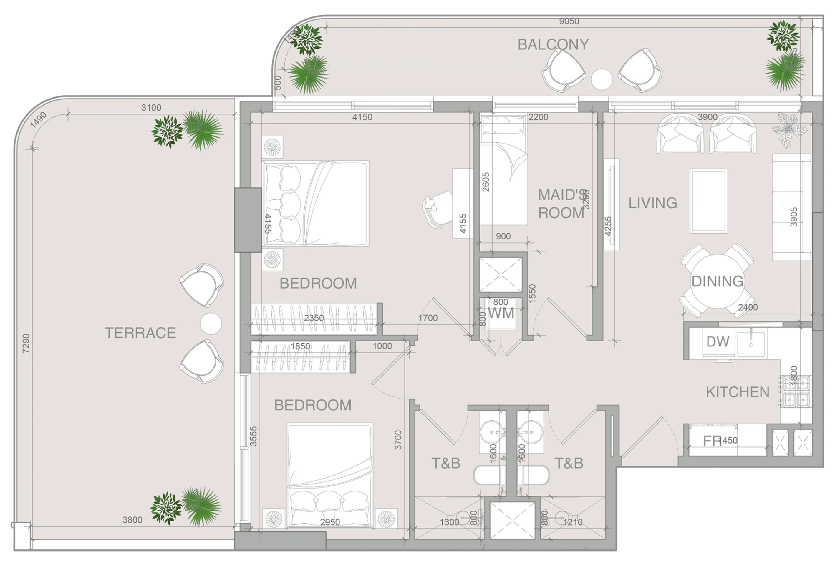 VERDAN1A 4 2 bed floor plan, 1,529 sqft