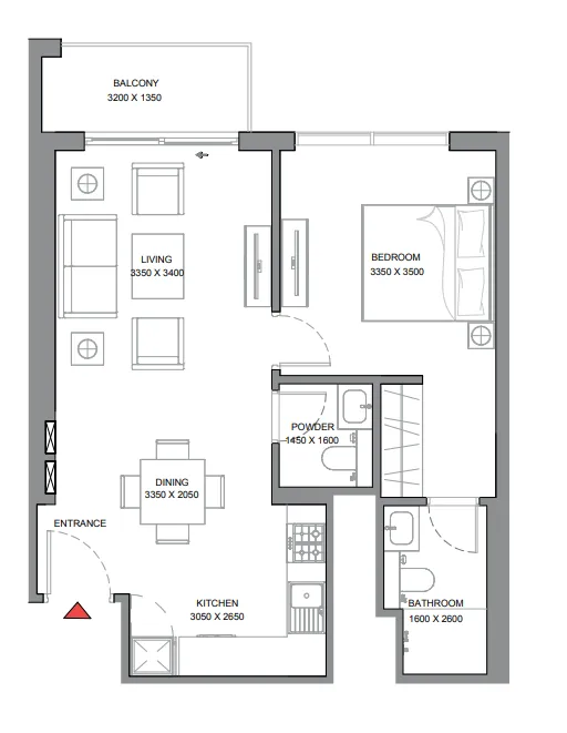 310 Riverside Crescent 1 bed floor plan, 697 sqft