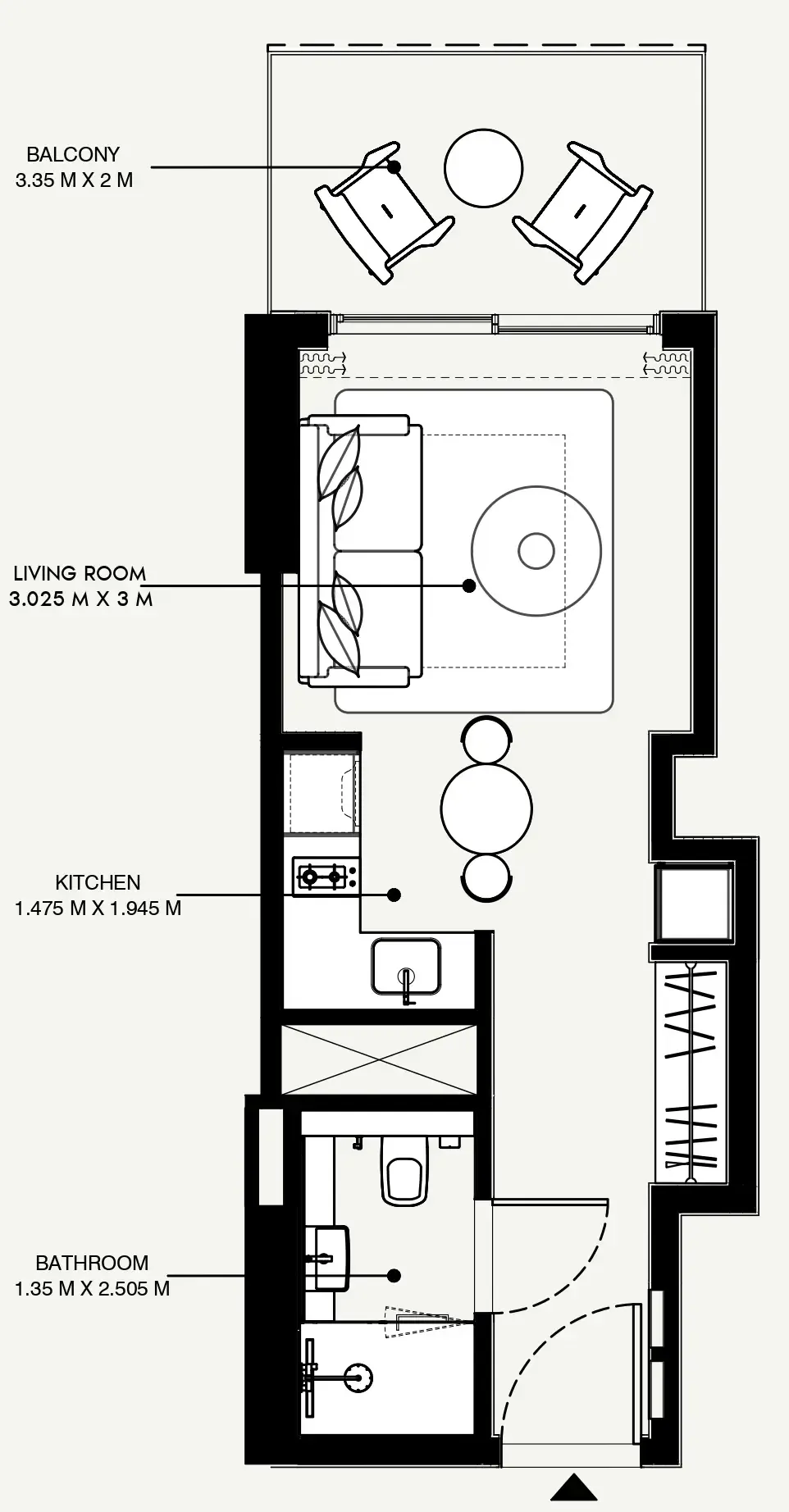Azizi Venice Studio floor plan, 361 sqft