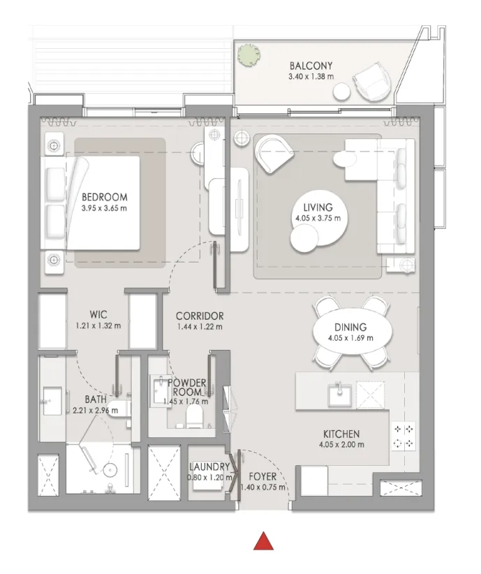 City Walk Crestlane 1 bed floor plan, 840 sqft