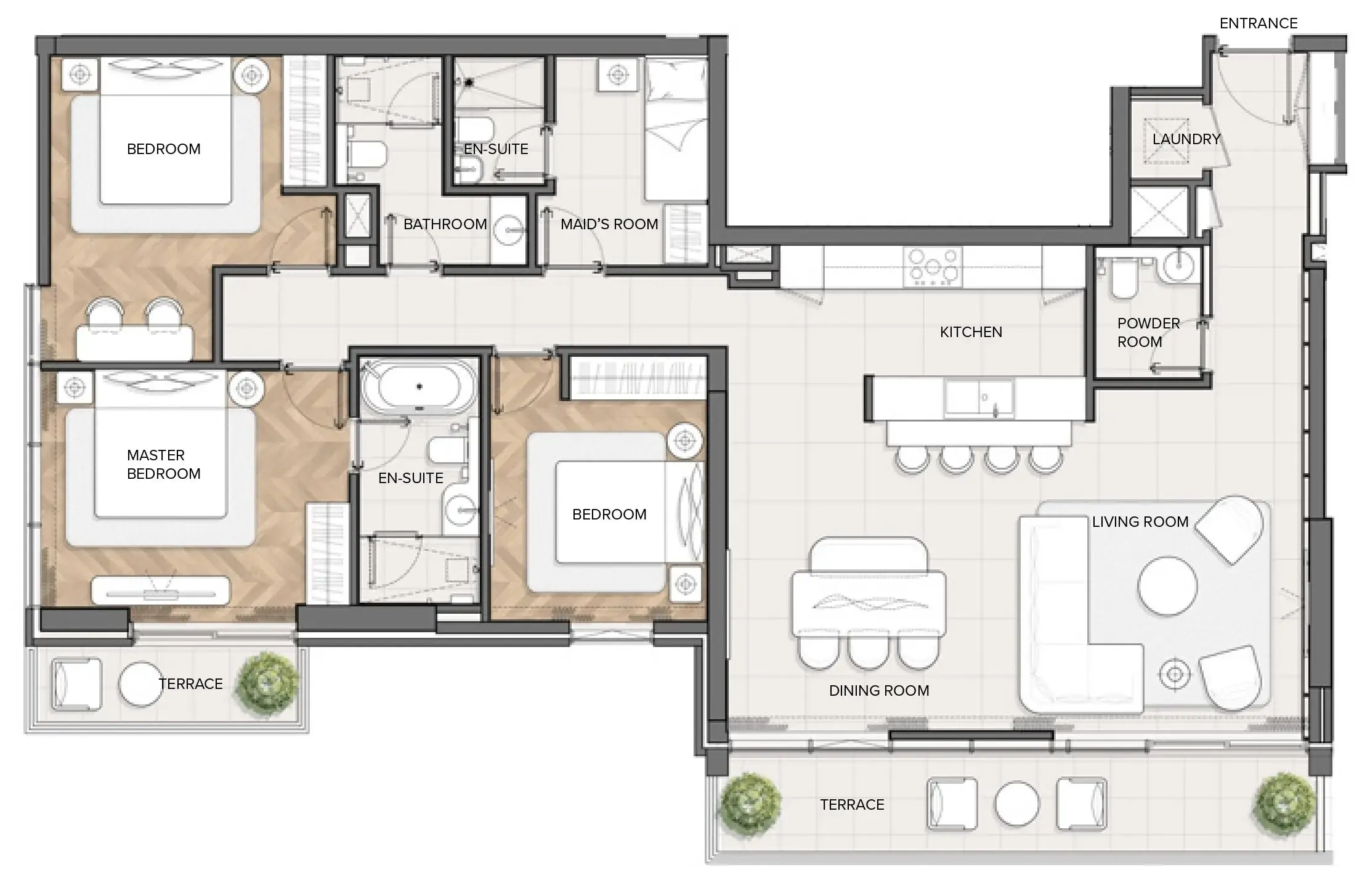 Residences Du Port Autograph Collection 3 bed floor plan, 1,663 sqft