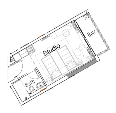 Damac Hills 2 - Hotel Edge by Rotana Studio floor plan, 346 sqft