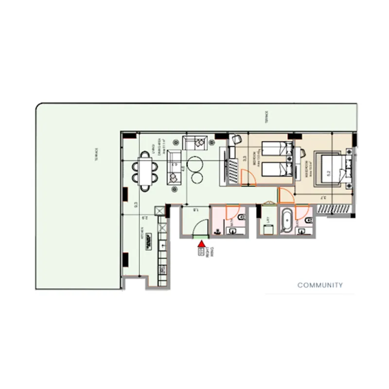 Edgewater Residences 1, 2 and 3 2 bed floor plan, 2,151 sqft