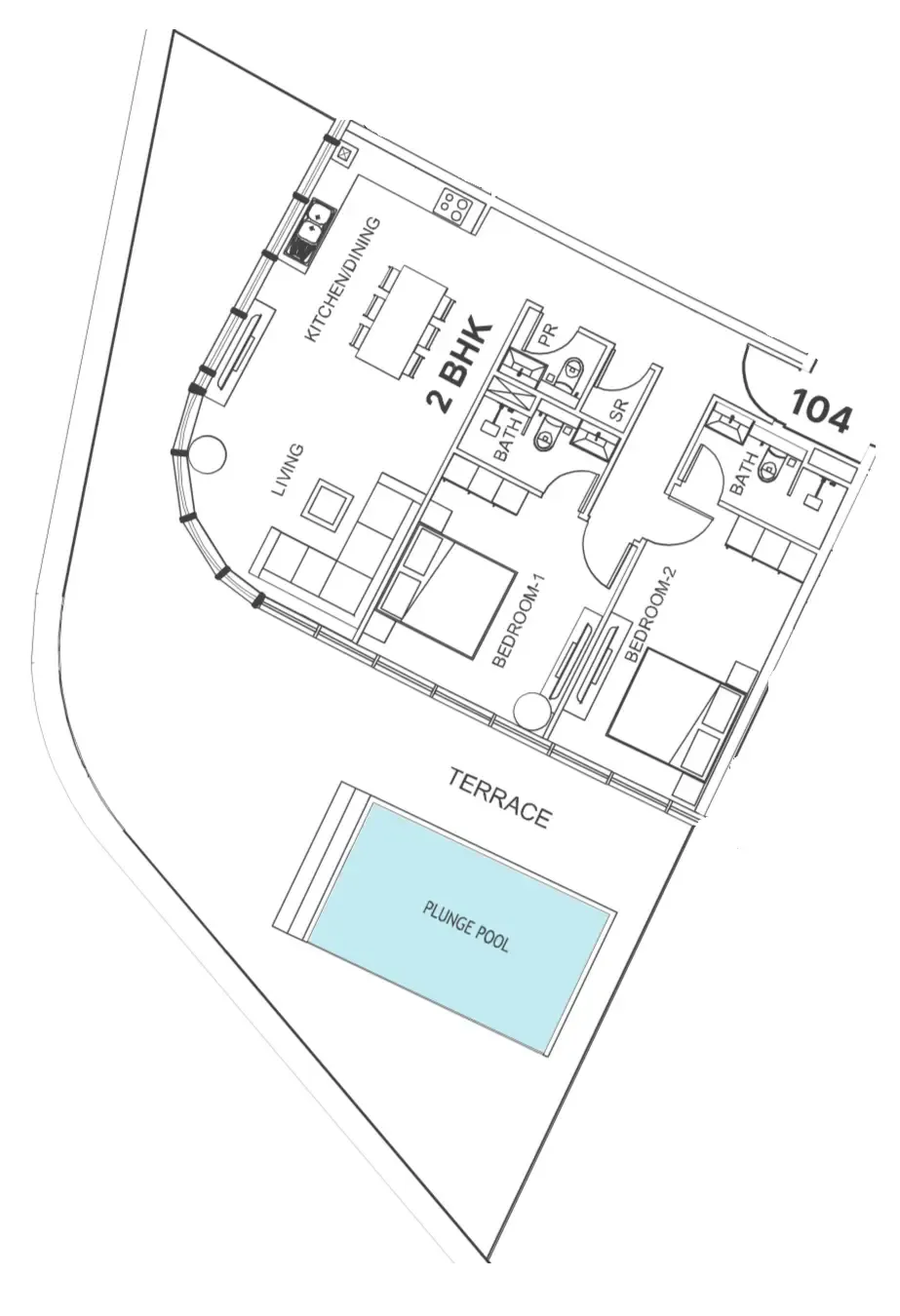 Villa Del Garda 2 bed floor plan, 2,037 sqft