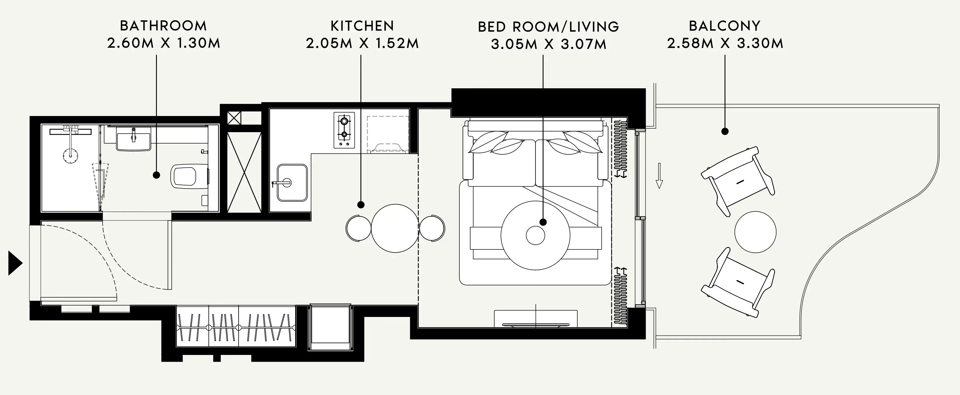 Azizi Venice Studio floor plan, 429 sqft