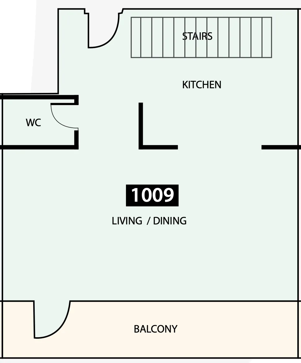 Paradise View 1 2 bed floor plan, 1,484 sqft