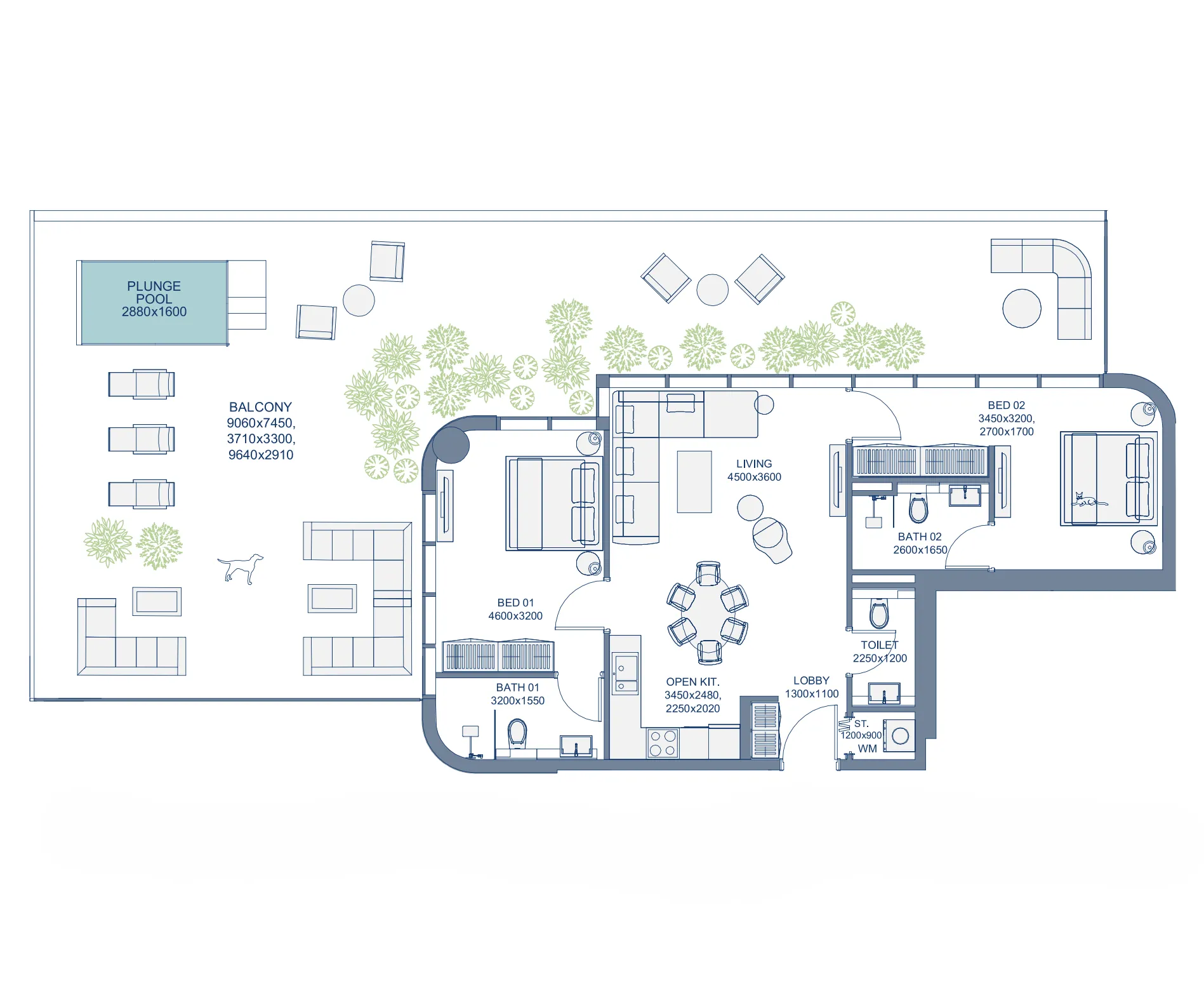 Le Chateau Pietrus 2 bed floor plan, 1,010 – 2,484 sqft